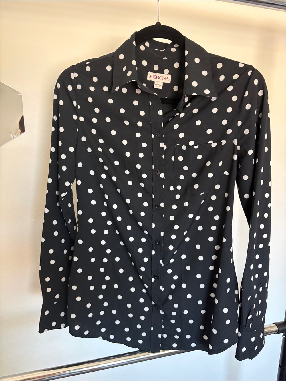 Merona Black and White Polka Dot Button-Down Blouse